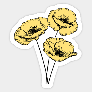 Yellow Poppy Plant Hand Drawn Gardening Gift Sticker